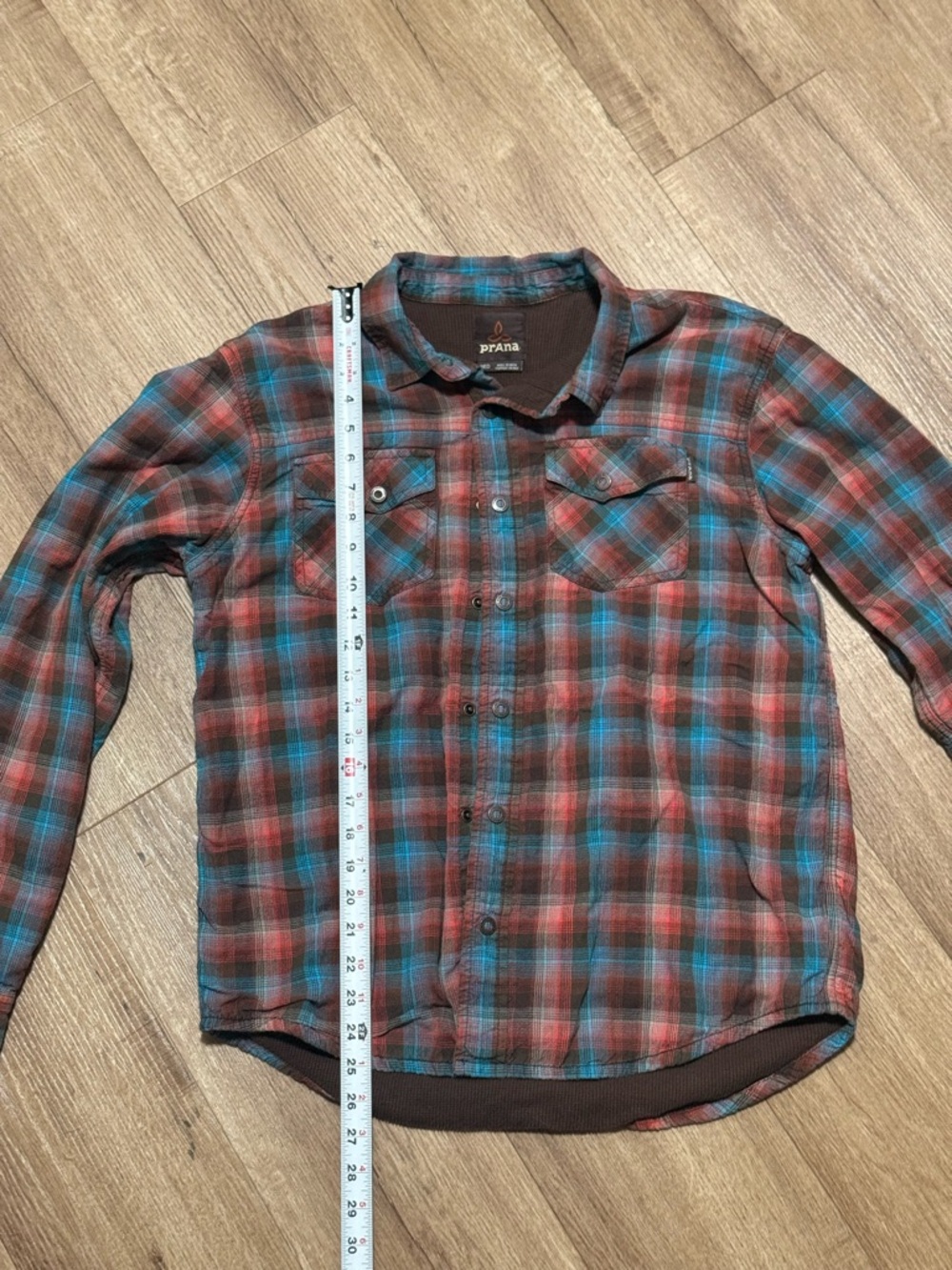 Prana Multicolor Plaid Waffle Knit Lined Snap Button Flannel Mens Medium - Picture 4 of 7